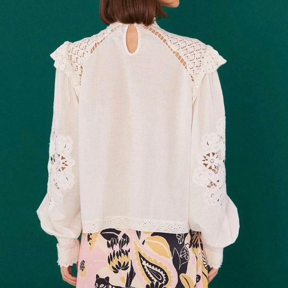 **NWT** FARM RIO Romantic Off White Blouse - Picture 4 of 6